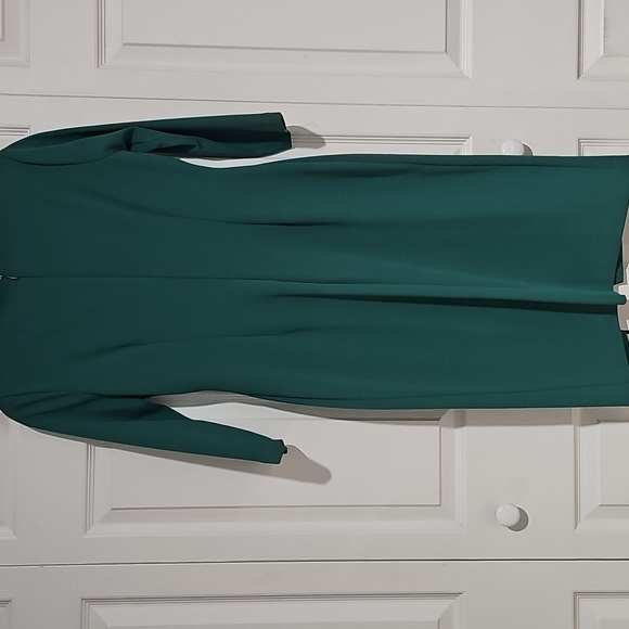 💚 Calvin Klein Asymmetrical Sheath Dress | Emerald Green | Size 6 - Picture 7 of 7